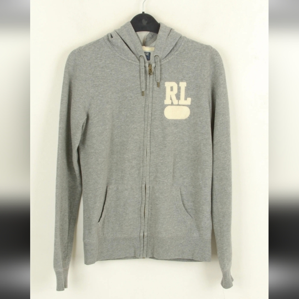Ralph Lauren Polo Zip Up Hoodie Women L Gray Sweatshirt Classic Y2K Streetwear - Picture 2 of 11